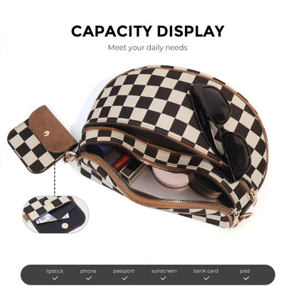 Bolso bandolera con estampado de ajedrez