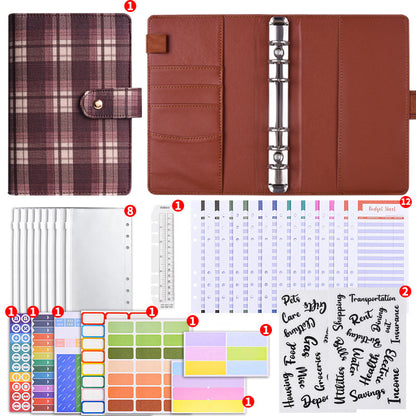 Cuaderno planificador de presupuesto de hojas sueltas con estampado a cuadros de lona