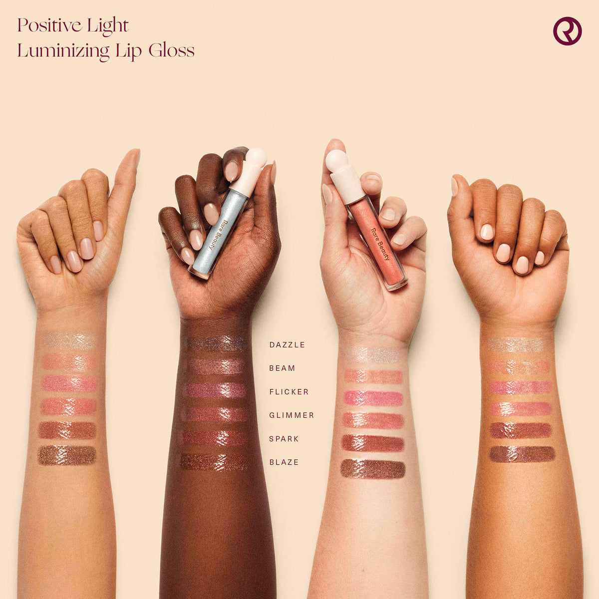 Brillo labial Rare Beauty Positive Light con destellos