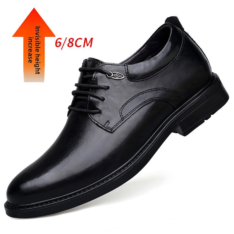 Zapatos de cuero para hombre con aumento de estatura estilo casual de negocios.