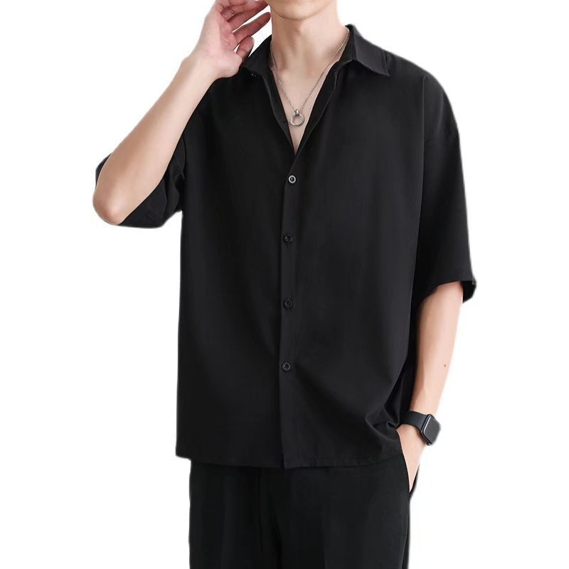 Camisa fresca de manga corta de seda