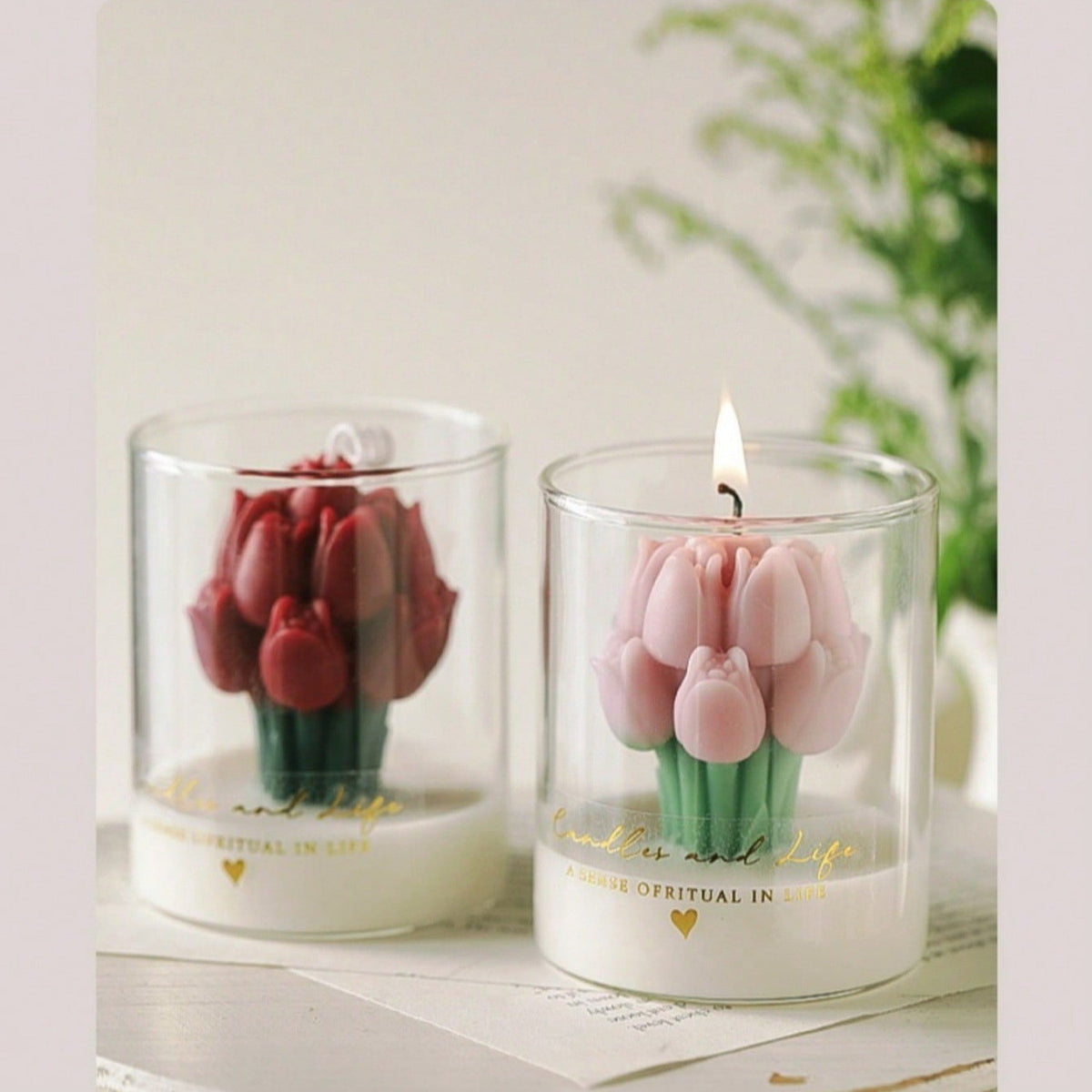 Velas aromáticas con forma de tulipán