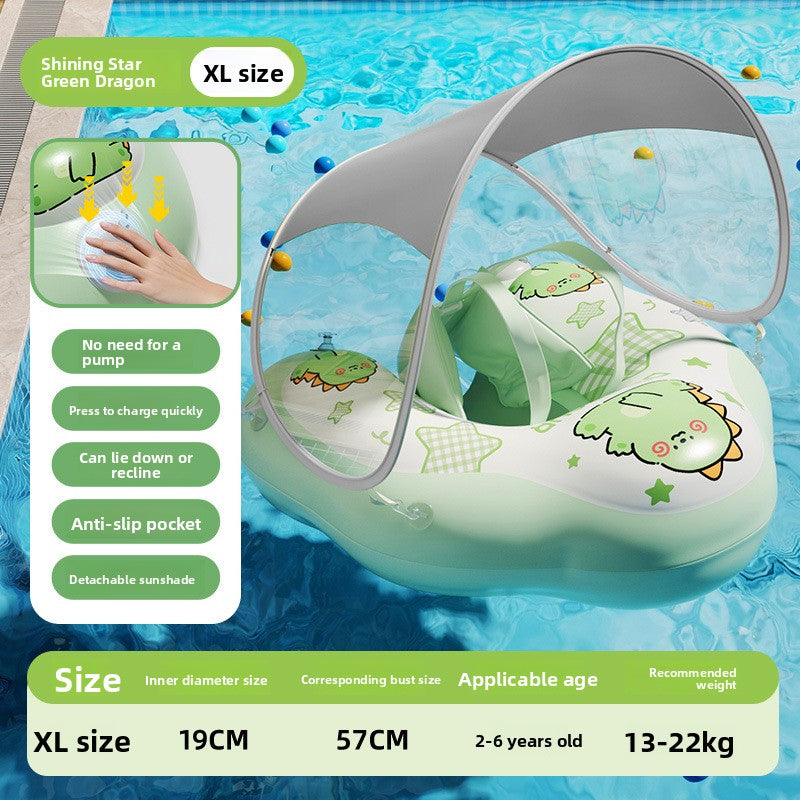 Flotador inflable para bebés con toldo, parasol y soporte antivuelco para las axilas