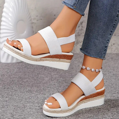 Sandalias de mujer de cuerda de cáñamo con tacón de cuña