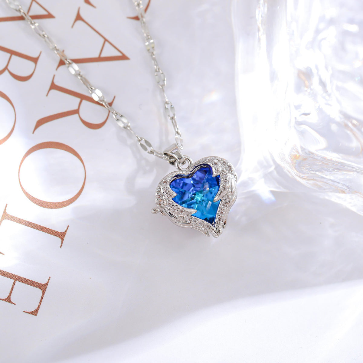 Collar de lujo para mujer con cristales azules