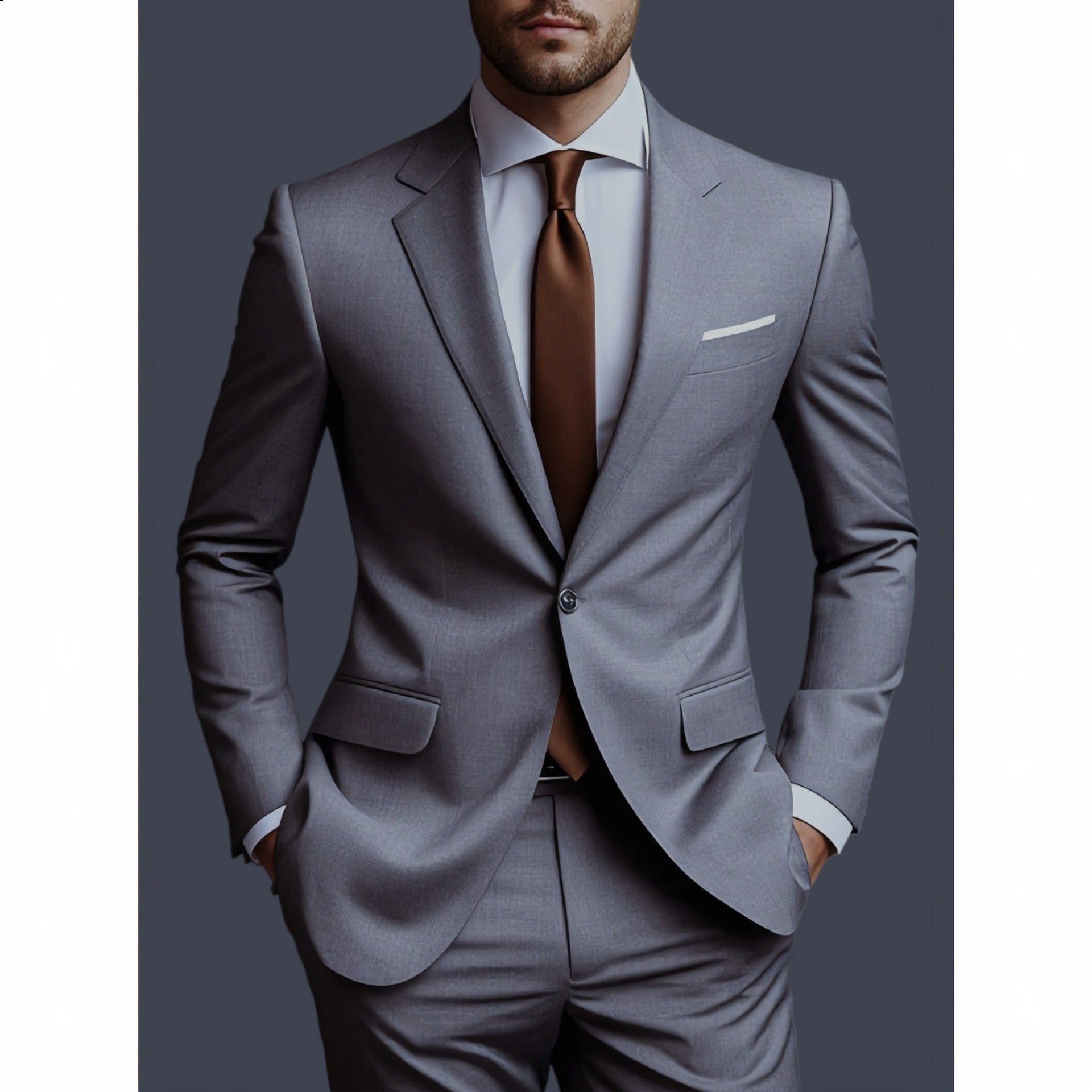 Conjunto de traje de dos piezas para hombre de corte ajustado