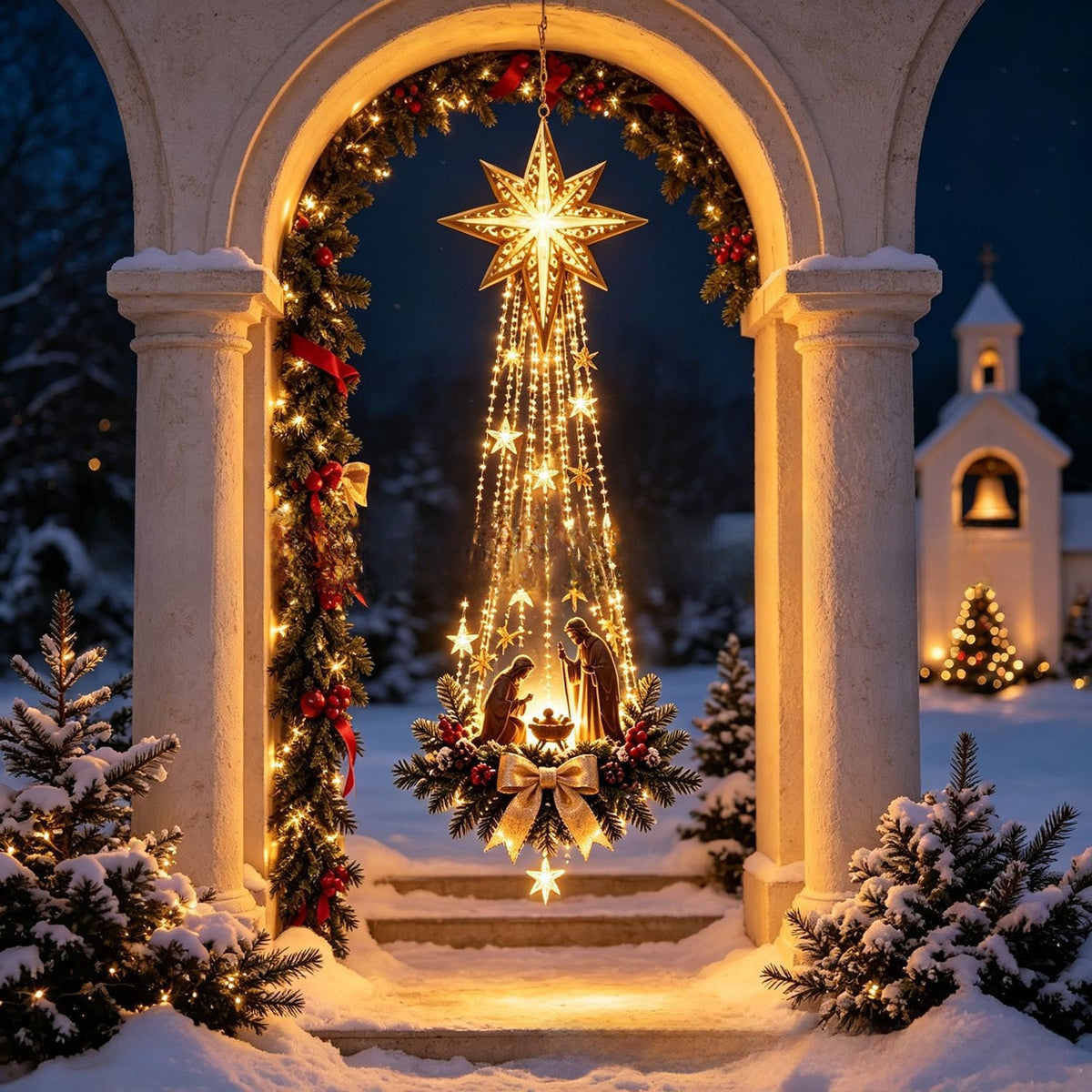 Decoración navideña con luces LED colgantes