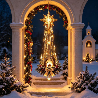 Decoración navideña con luces LED colgantes