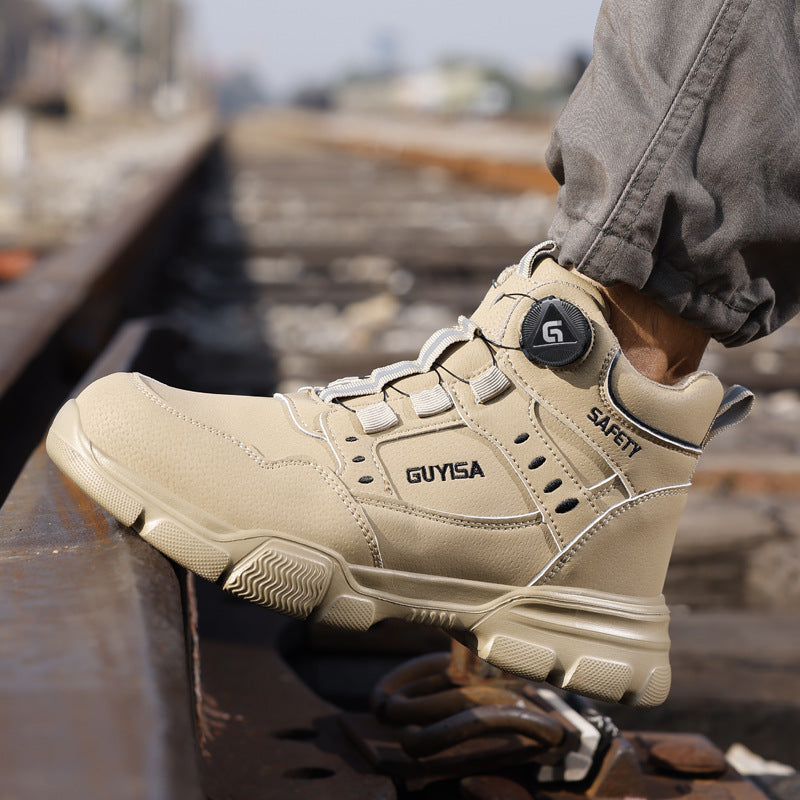 Zapatos de seguridad para hombre con puntera de acero, ligeros y con hebilla inteligente.