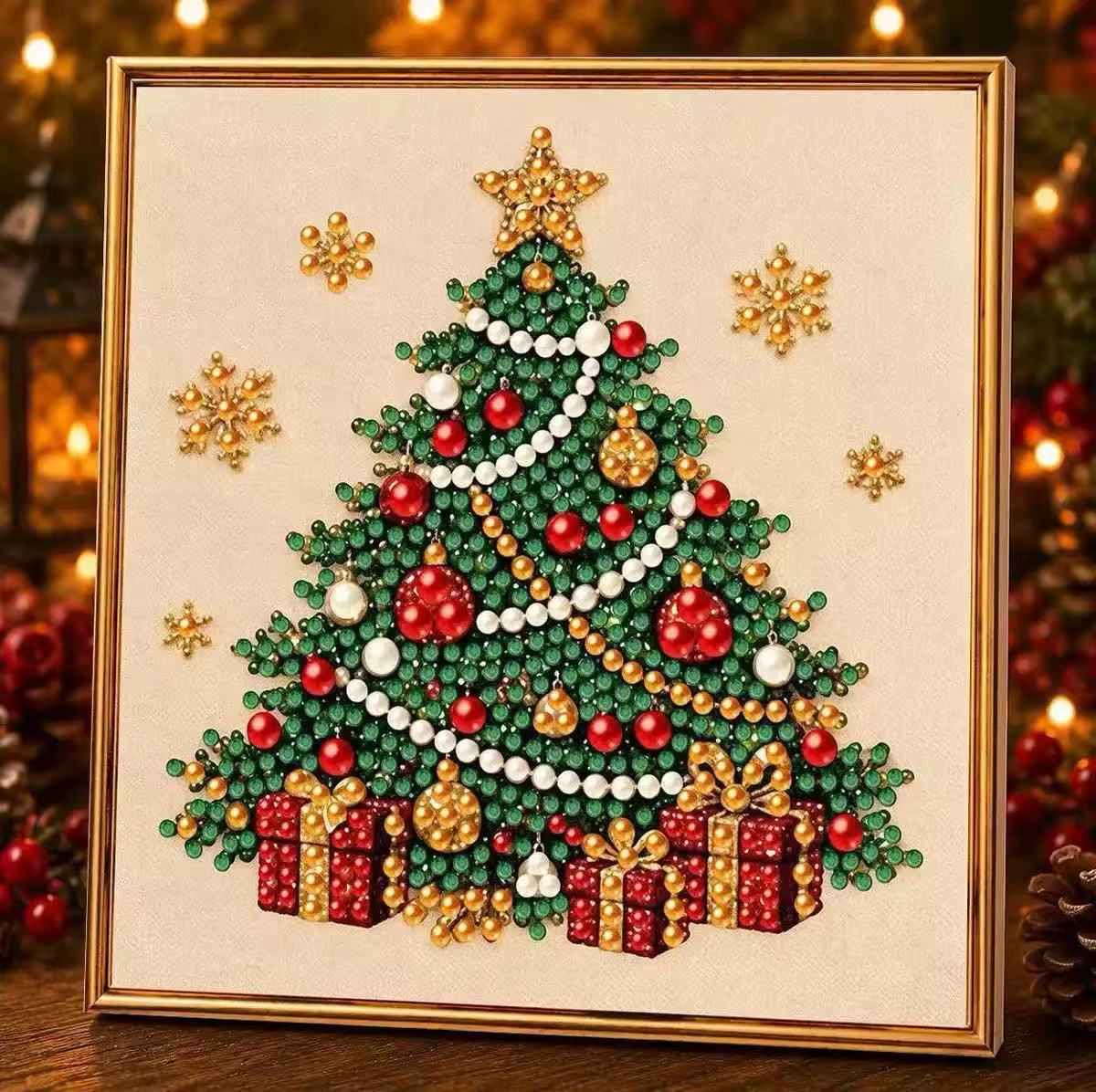 Christmas Diamond Painting DIY Set with Santa Claus and Reindeer Design