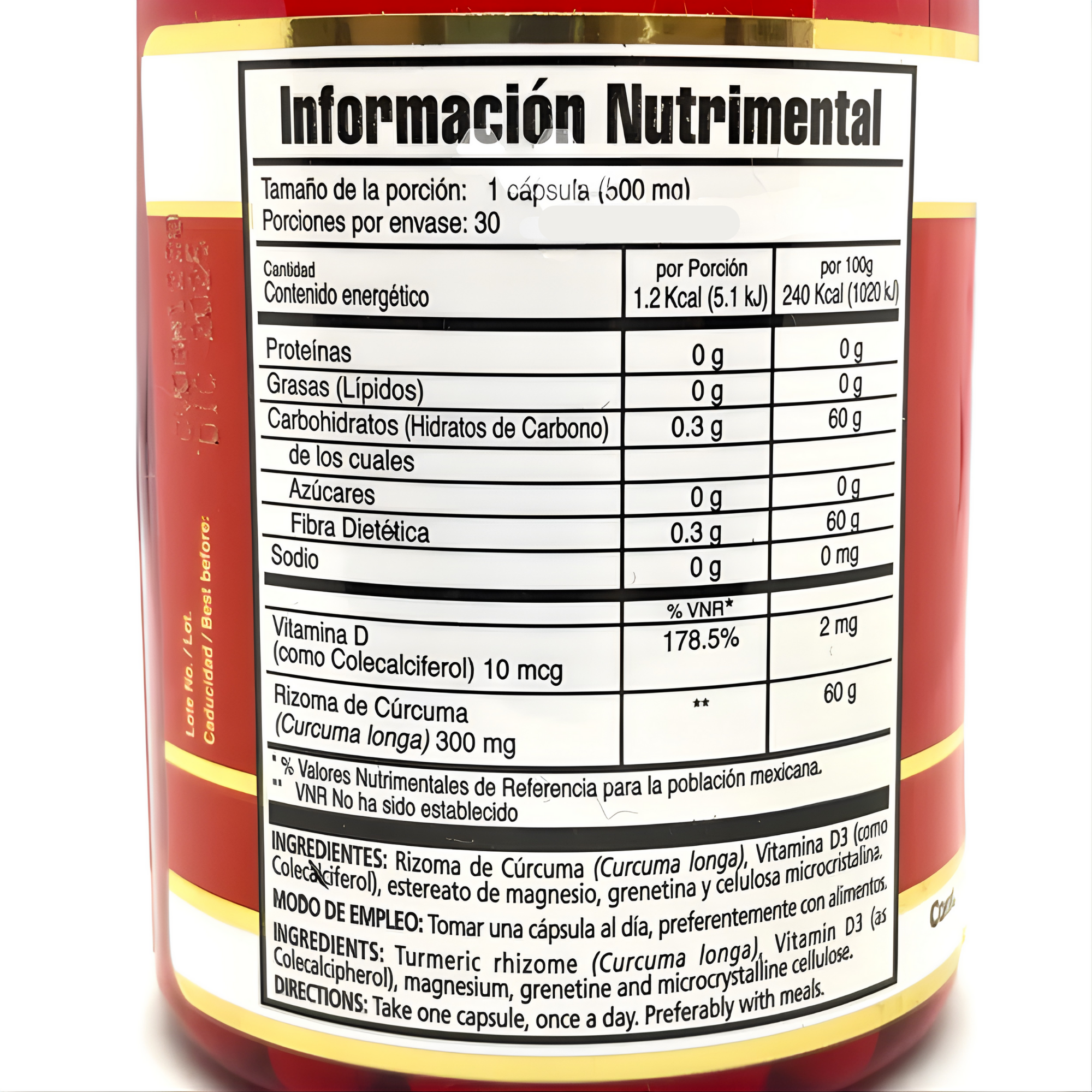 Suplemento Curcuma + D3 30 Cp