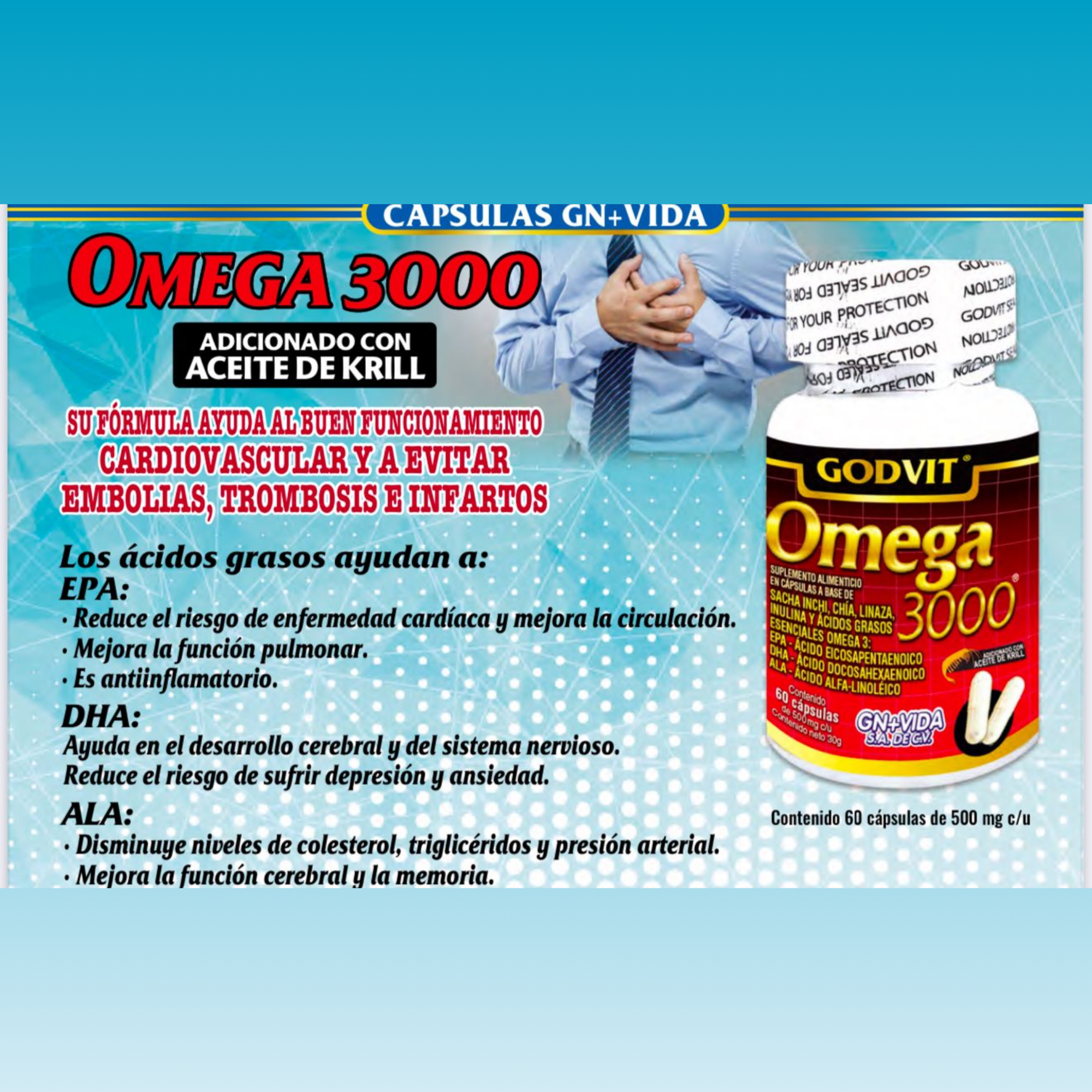 Suplememto Omega 3000 60 cap