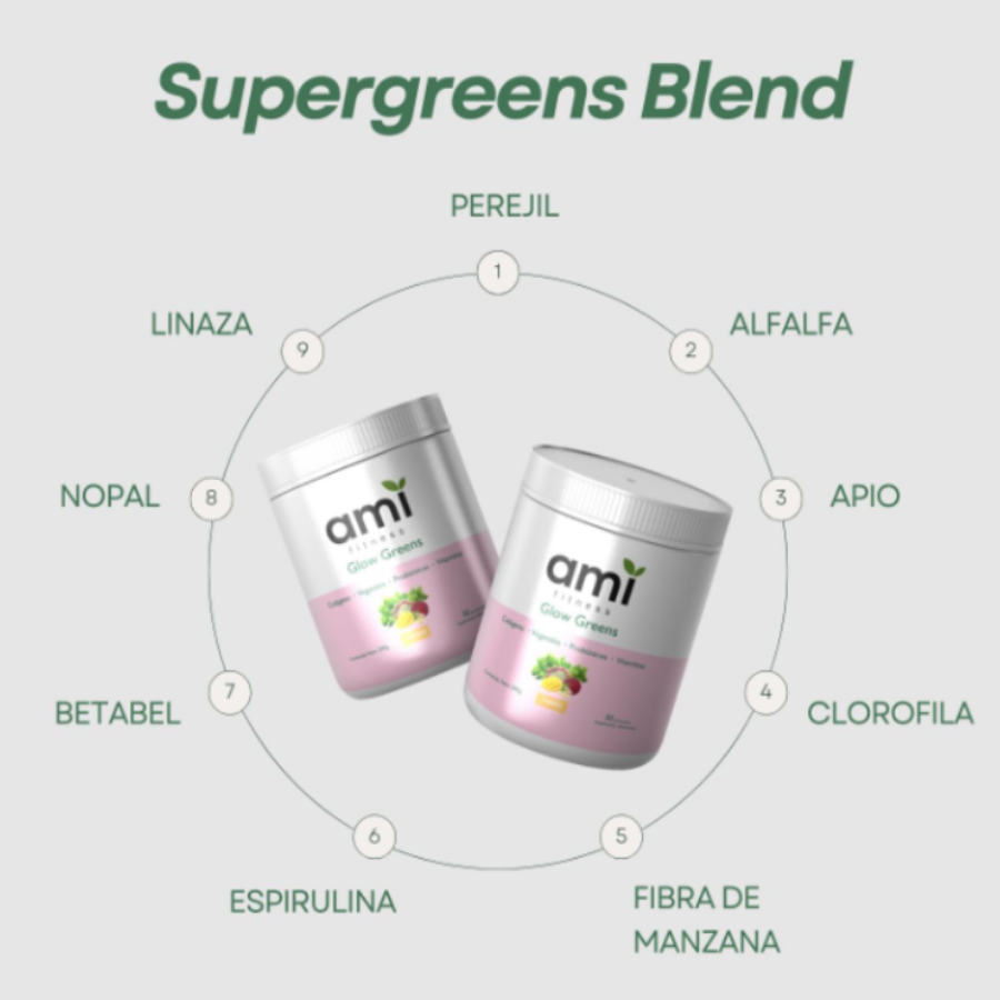 Suplemento AMI Colageno Con Probioticos, Jugo verde