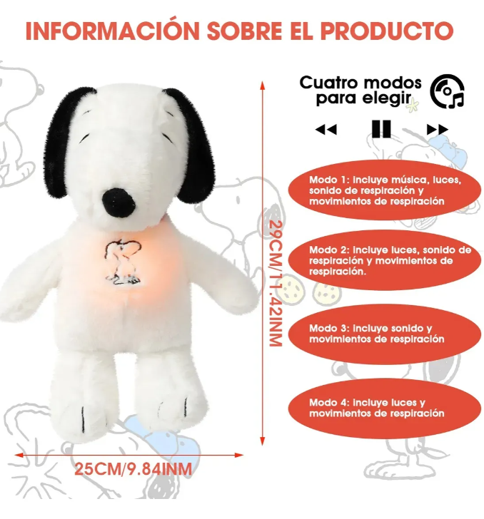 Peluche Snoopy Respiracion Antiestres