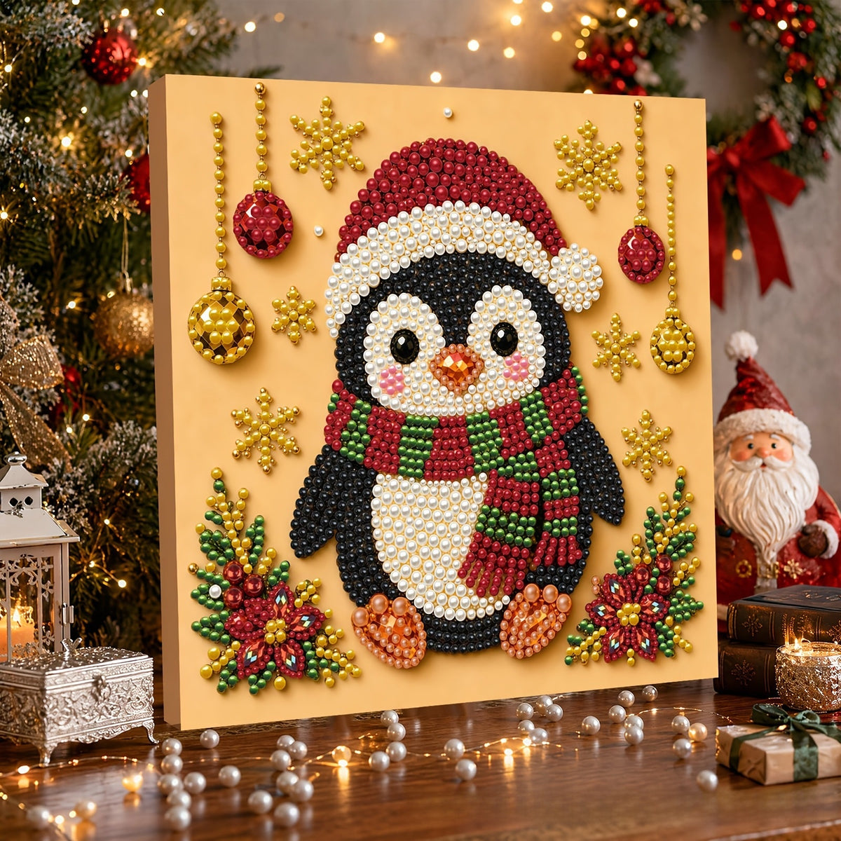 Christmas Diamond Painting DIY Set with Santa Claus and Reindeer Design