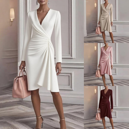 Vestido de mujer de manga larga con escote en V