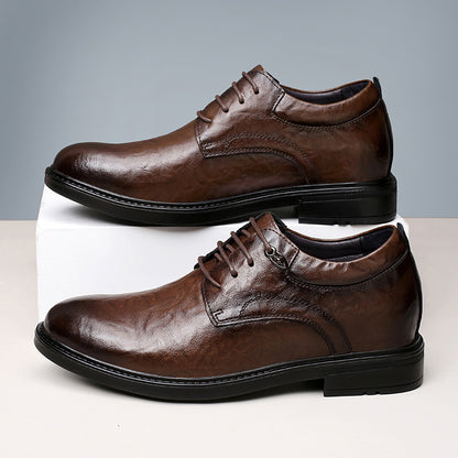 Zapatos de cuero para hombre con aumento de estatura estilo casual de negocios.