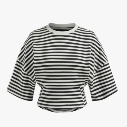 Camiseta de manga corta a rayas con cuello redondo