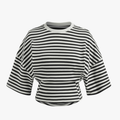 Camiseta de manga corta a rayas con cuello redondo