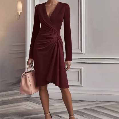 Vestido de mujer de manga larga con escote en V