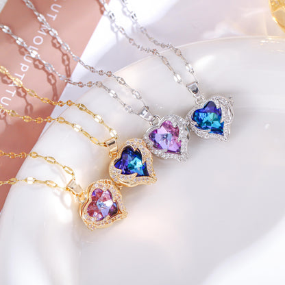 Collar de lujo para mujer con cristales azules