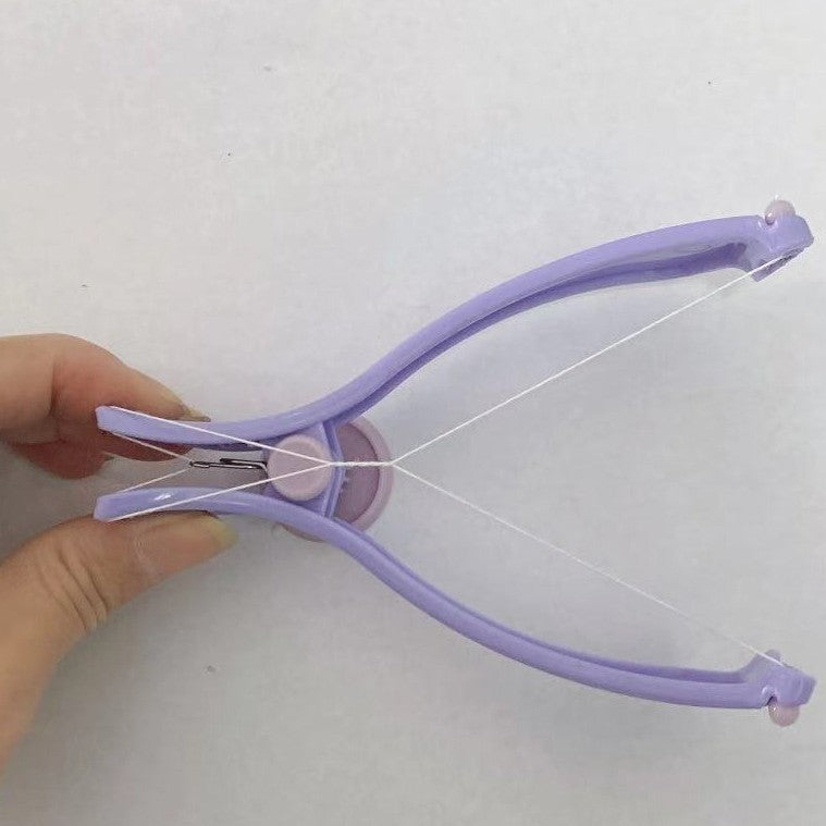 Dispositivo manual de depilación facial con hilo de algodón