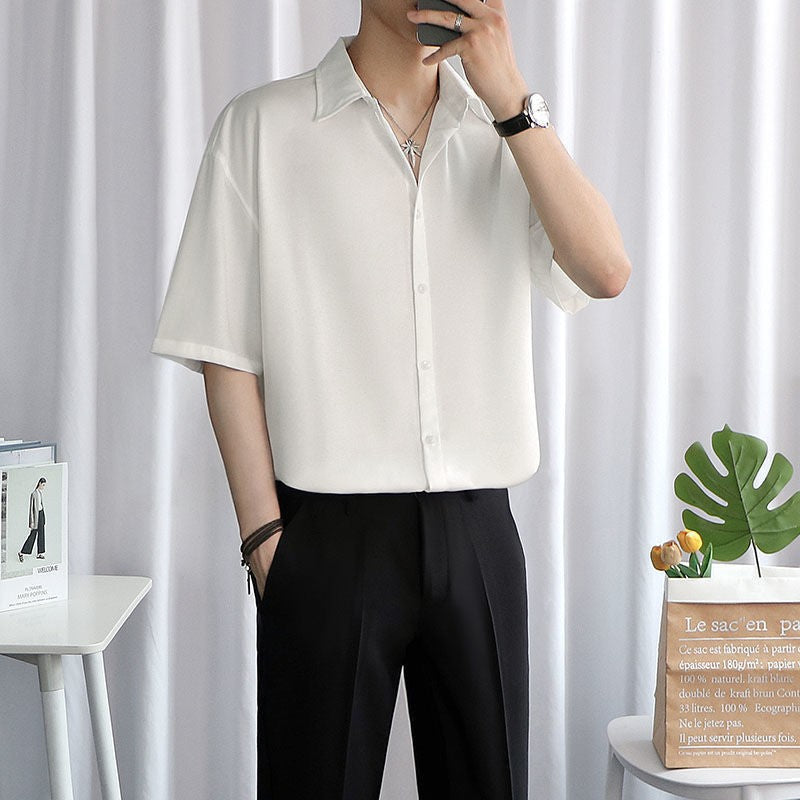 Camisa fresca de manga corta de seda