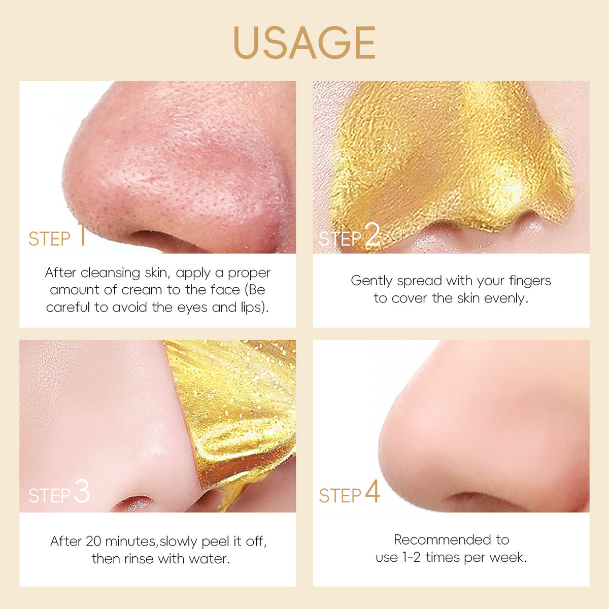Mascarilla para puntos negros con laminas de oro