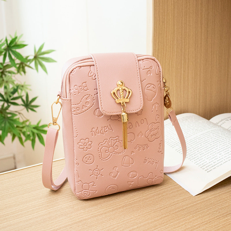 Bolso bandolera para teléfono de PU con relieve
