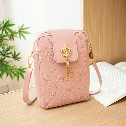 Bolso bandolera para teléfono de PU con relieve