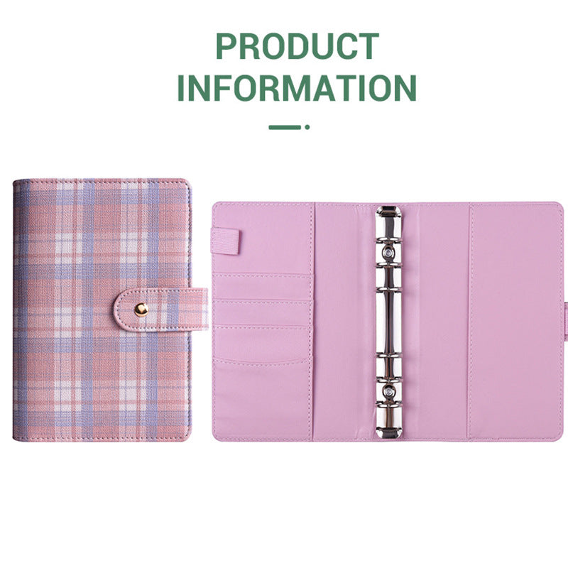 Cuaderno planificador de presupuesto de hojas sueltas con estampado a cuadros de lona
