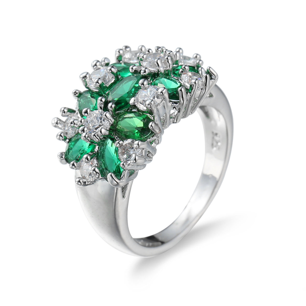 Anillo floral de circonita