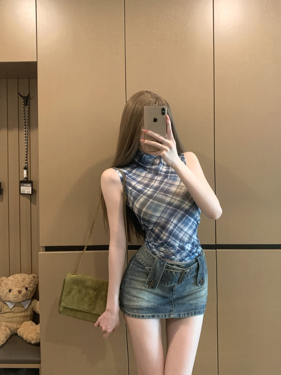 Blusa retro sin mangas de malla