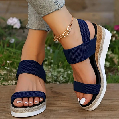 Sandalias de mujer de cuerda de cáñamo con tacón de cuña