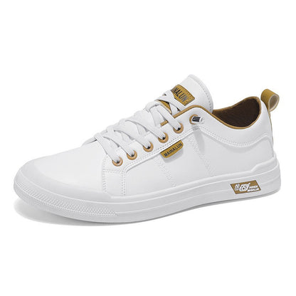 Tenis versátiles de suela blanda en blanco y negro.