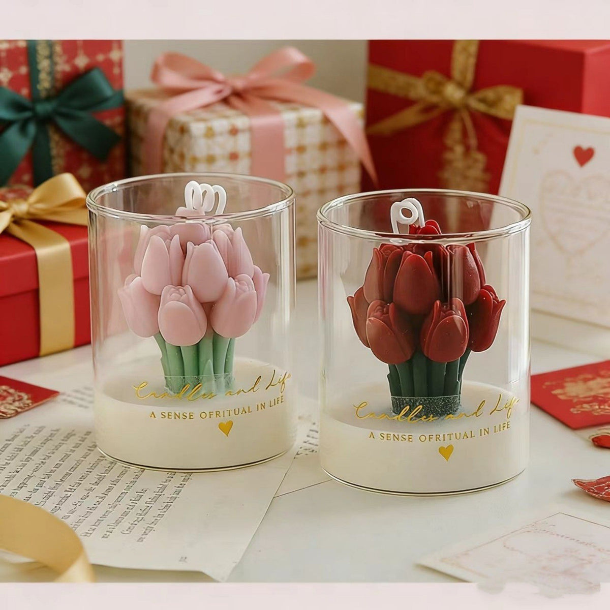 Velas aromáticas con forma de tulipán