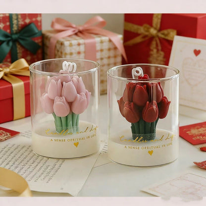 Velas aromáticas con forma de tulipán