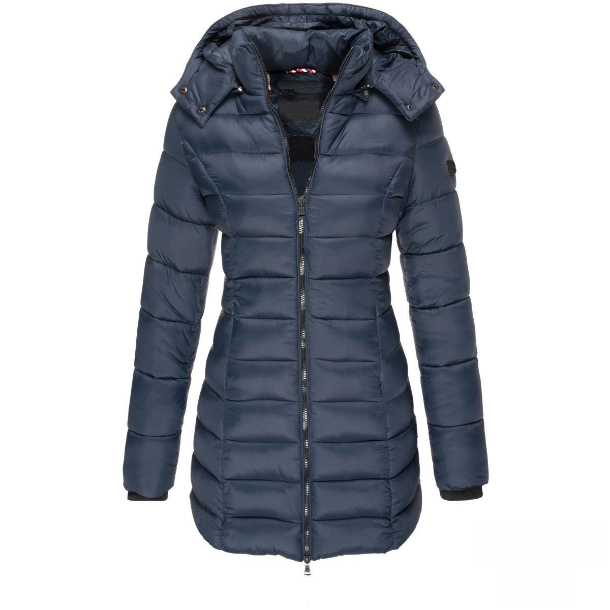 Chamarra de algodón de largo medio para mujer, ideal para el invierno.