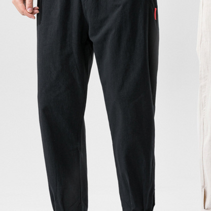 Pantalones de lino rectos y cortos para hombre