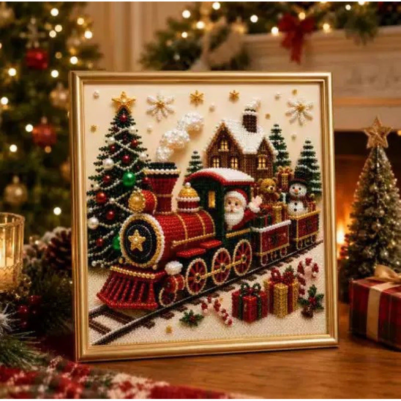 Christmas Diamond Painting DIY Set with Santa Claus and Reindeer Design