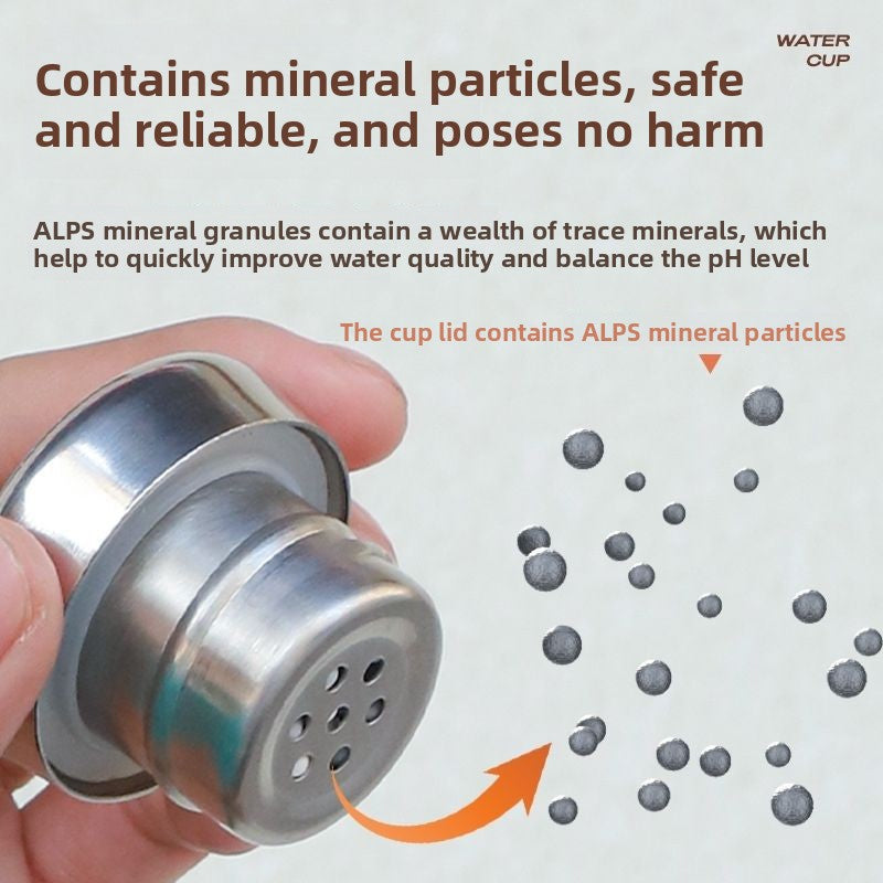Vaso de acero inoxidable con aislamiento al vacío para generar agua mineral alcalina