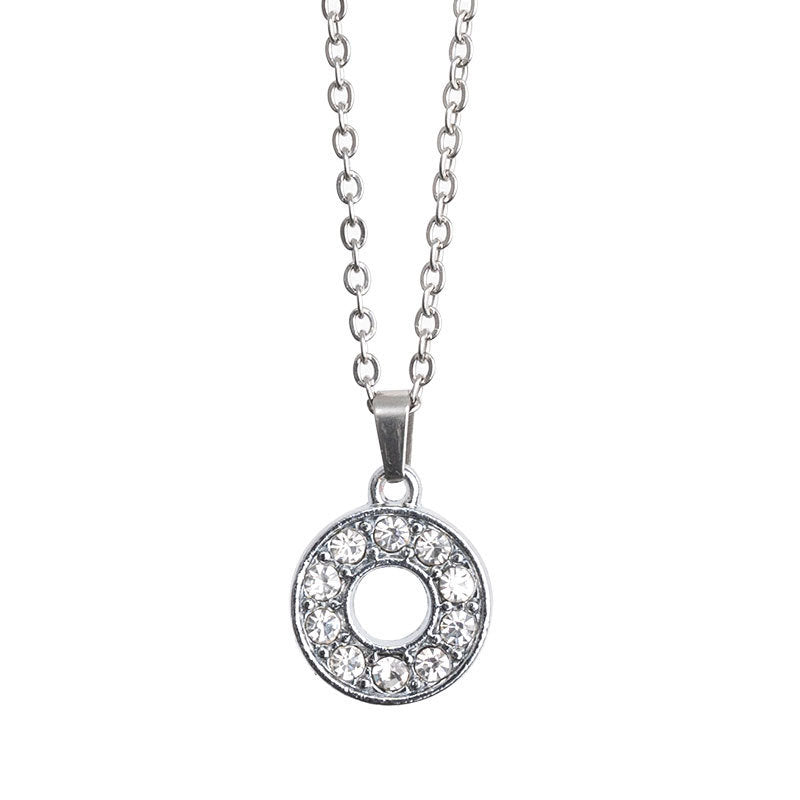 Collar con colgante de letra de acero inoxidable con incrustaciones de diamantes