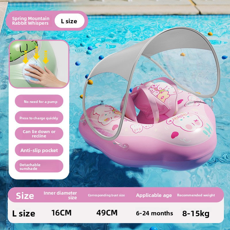 Flotador inflable para bebés con toldo, parasol y soporte antivuelco para las axilas