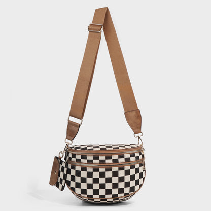 Bolso bandolera con estampado de ajedrez