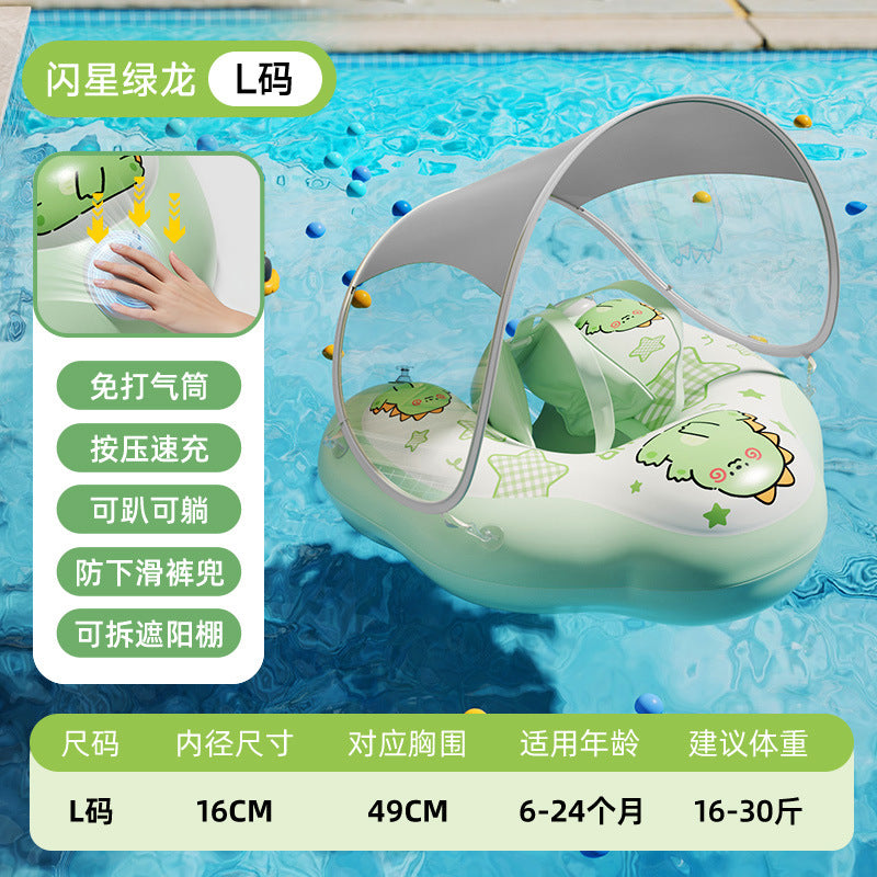 Flotador inflable para bebés con toldo, parasol y soporte antivuelco para las axilas