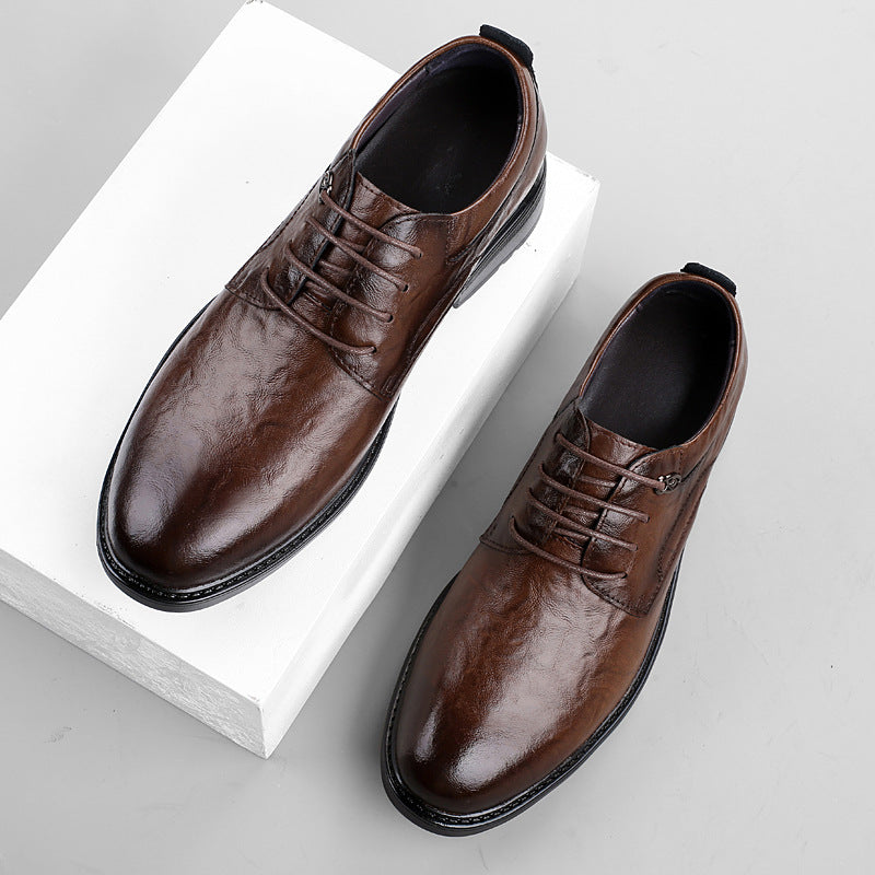 Zapatos de cuero para hombre con aumento de estatura estilo casual de negocios.