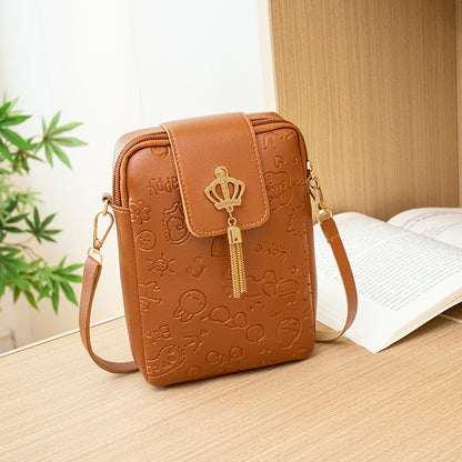 Bolso bandolera para teléfono de PU con relieve