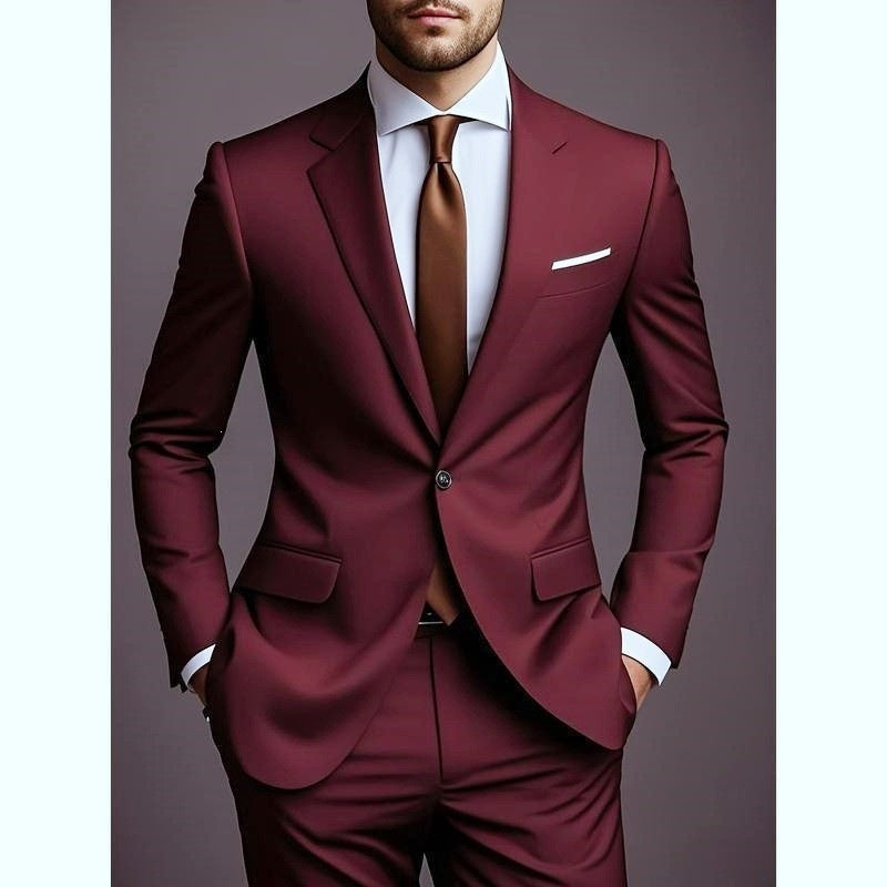 Conjunto de traje de dos piezas para hombre de corte ajustado