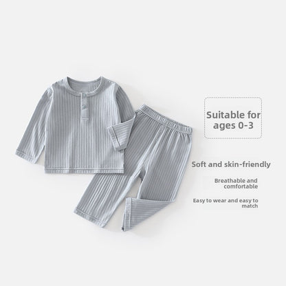 Conjunto de pijama de manga larga de algodón para bebé