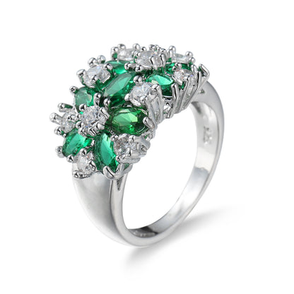 Anillo floral de circonita